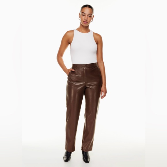 Aritzia Pants - Aritzia Babaton Command mid-rise, straight-leg vegan leather pants